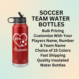 Soccer Water Bottle Personalized, Soccer Team Water Bottle Gift, Soccer Coach Gift