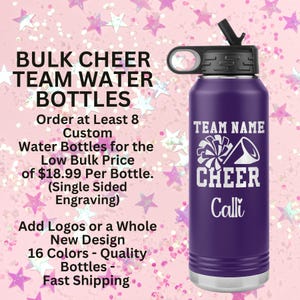 Custom Cheer Water Bottle Personalized Cheer Gift Cheerleader Tumbler Bulk Cheer Water Bottles Cheer Custom Team Gift