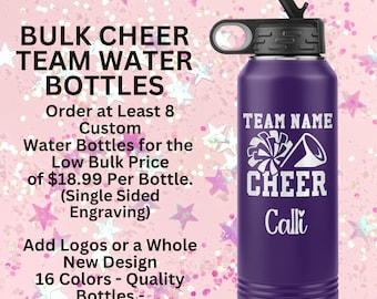 Custom Cheer Water Bottle Personalized Cheer Gift Cheerleader Tumbler Bulk Cheer Water Bottles Cheer Custom Team Gift