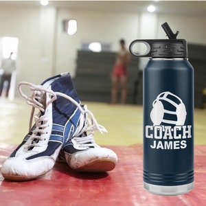 Personalized Wrestling Water Bottle, Wrestling Coach Tumbler, Wrestling Team Water Bottles, Wrestling Coach Gift, Gift for Wrestler