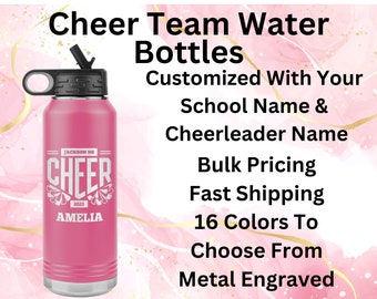 Custom Cheer Water Bottle Personalized Cheer Gift Cheerleader Tumbler Bulk Cheer Water Bottles Cheer Custom Team Gift