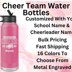 Custom Cheer Water Bottle Personalized Cheer Gift Cheerleader Tumbler Bulk Cheer Water Bottles Cheer Custom Team Gift