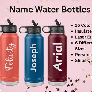 Personalized Kid Water Bottle, Back to School Gifts for Kids, Custom Laser Engraved Bottles, 32 oz Water Bottle Personalized Water Bottle