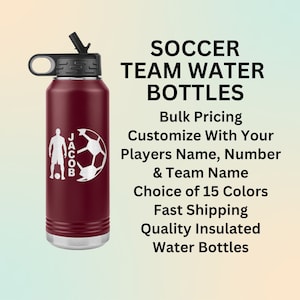 Soccer Water Bottle Personalized, Soccer Team Water Bottle Gift, Soccer Coach Gift