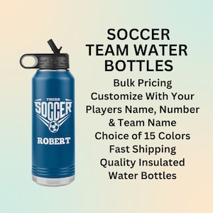 Soccer Water Bottle Personalized, Soccer Team Water Bottle Gift, Soccer Coach Gift