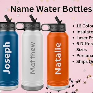 Personalized Kid Water Bottle, Back to School Gifts for Kids, Custom Laser Engraved Bottles, 32oz Water Bottle Personalized Water Bottle