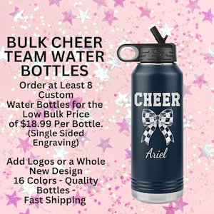 Custom Cheer Water Bottle Personalized Cheer Gift Cheerleader Tumbler Bulk Cheer Water Bottles Cheer Custom Team Gift