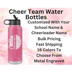 Custom Cheer Water Bottle Personalized Cheer Gift Cheerleader Tumbler Bulk Cheer Water Bottles Cheer Custom Team Gift
