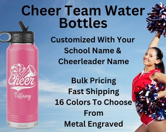 Custom Cheer Water Bottle Personalized Cheer Gift Cheerleader Tumbler Bulk Cheer Water Bottles Cheer Custom Team Gift