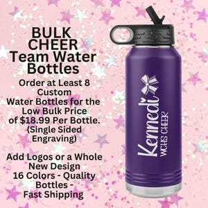 Custom Cheer Water Bottle Personalized Cheer Gift Cheerleader Tumbler Bulk Cheer Water Bottles Cheer Custom Team Gift