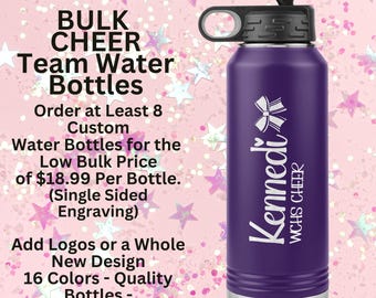 Custom Cheer Water Bottle Personalized Cheer Gift Cheerleader Tumbler Bulk Cheer Water Bottles Cheer Custom Team Gift