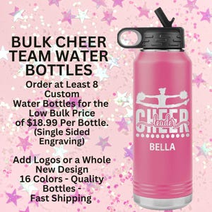 Custom Cheer Water Bottle Personalized Cheer Gift Cheerleader Tumbler Bulk Cheer Water Bottles Cheer Custom Team Gift