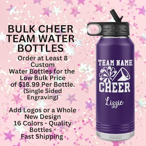 Custom Cheer Water Bottle Personalized Cheer Gift Cheerleader Tumbler Bulk Cheer Water Bottles Cheer Custom Team Gift