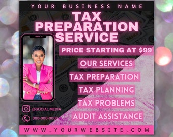 Tax Preparer Instagram Accounting Digital Templates For Tax Season Social Media Flyer , Tax Restoration Services Advertising Template