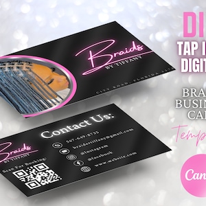 Business Card Template Braids : Beauty Salon Lash Hair Makeup Card Design Canva Editable Customizeable DIY Official Logo Extensions Wigs