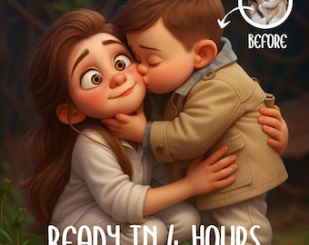 Pixar Style Portrait from Photo, Animated Cartoon Gift for Couples, Family, Kids, Unique Wall Art Printable, Custom Digital Art