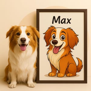 Custom Cartoon Pet Portrait, Personalized Dog Drawing, Cat Portrait From Photo, Pet Lover Gift, Cute Pet Caricature, Animal Art Print