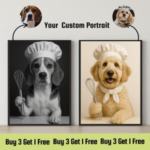 Dog In Chef Hat Wall Art,Dog Kitchen Theme, Cute Dog Artwork, Chef Dog Wall Decor, Dog Art For Foodies, Dog Chef Costume, Dog Kitchen Poster