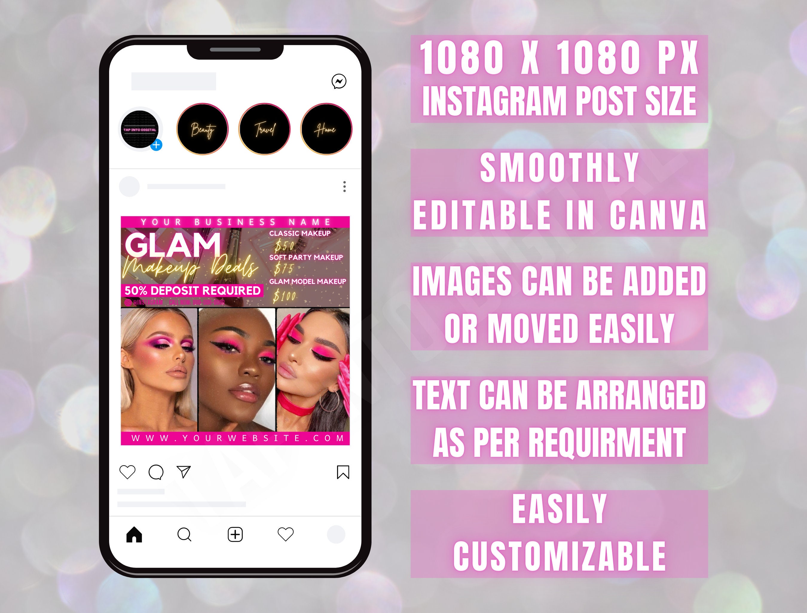 Editable Glam Makeup Special Deals Template Flyer Custom Makeup