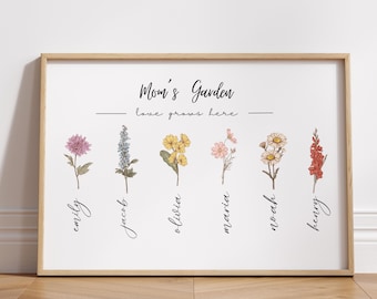 Custom Birth Flower Digital Print, Gift for Grandmother, Art Download, Gift for Moms, Digital Printable Art, Family Bouquet, Mother Gift