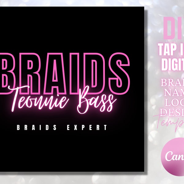 Braids Business Logo Template Braider Logo Design Instagram Template Canva Logo Website Graphics Shop Design Braiding Salon Hair Wig Logo