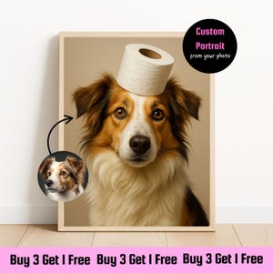 Funny Bathroom Dog Poster , Dog Lover Toilet Art , Dog In Toilet Cartoon,Bathroom Dog Canvas , Bathroom Decor For Pet Lovers