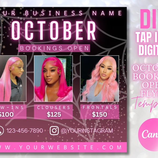 October Bookings Open Spooky Flyer Design Instagram Template Digital Download Business Card Instagram Flyer Halloween Sale Flyer Shop Design