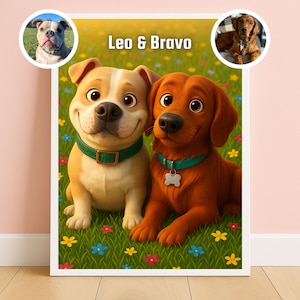 Pixar Style Pet Portrait from Photo, Pet Gift, Animated Style Portraits, Digital 3D Portrait, Gift, Digital Pixar Art