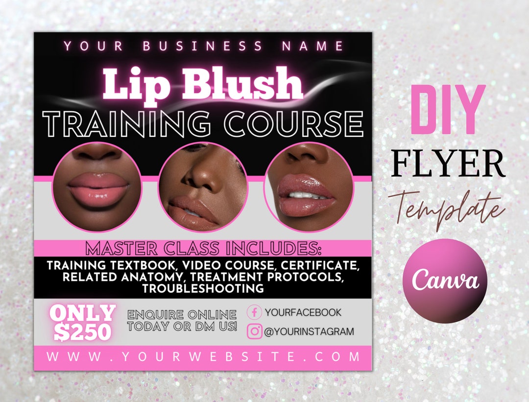Editable Lip Blush Training Course Flyer, Lips Blushing Training