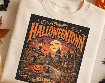 Halloweentown PNG, Vintage Halloween Town Sublimation Design, Spooky Pumpkin Witch Shirt PNG, Halloween Digital File