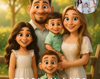 Pixar Style Portrait from Photo, Couple, Family, Pet Gift, Animated Style Portraits, Digital 3D Portrait, Gift, Digital Pixar Art