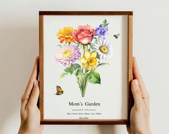 Birth Month Flower Digital Print, Custom Birth Flowers, Personalized Flower Bouquet, Floral Design, Birth Month Flowers, Digital  Print