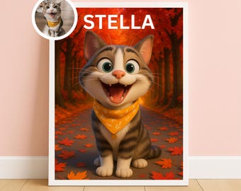 Pixar Style Pet Portrait,Wall Art for Pet Lovers,Custom Pixar Pet Portrait,Cat & Dog Portrait,Memorial Ideas,Digital Downloads