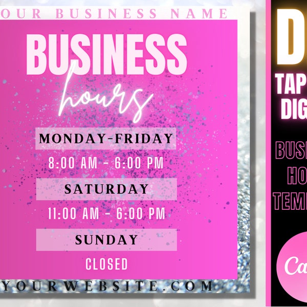 Editable Personalized Business Hours DIY Canva Template For Your Business Open or Closed Hours Instagram Post Social Media Instant Access