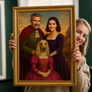 King and Queen Pet Art,Renaissance Dog Portrait from Photo,Royal Pet Portrait,Art Design,Family and pet custom portrait,Digital Design