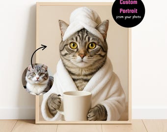 Custom Pet In Bathtub Art, Dog Newspaper Print, Personalized Bath Pet Art, Dog Themed Toilet Gift, Dog Wall Print Toilet Art,