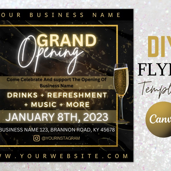 Custom Grand Opening Flyer, Editable Social Media Canva Post, Beauty Fashion Business Invitation Template, Launch Announcement Event Invite