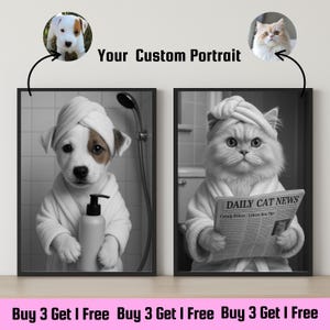 Personalized Artwork For Dog Owners , Dog Wall Art,Dog Bathroom Portrait Print, Custom Pet Wall Art ,Personalized pet gift ,Digital Download