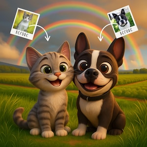 Pixar Style Pet Portrait from Photo,Animated Style Portraits,Digital 3D Portrait,Gift,Digital Pixar Art,Cartoon Canvas & Digital Download