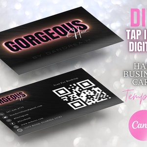 Business Card Template Hair: Beauty Salon Lash Braid Makeup Card Design Canva Editable Customizable Digital DIY Official Logo Extensions Wig