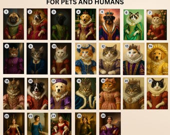 King and Queen Pet Art,Renaissance Dog Portrait from Photo,Royal Pet Portrait,Art Design,Family and pet custom portrait,Digital Design