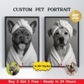 Dog in Toilet, Dog Reading Newspaper Personalized Pet Portrait Gift, Funny Bathroom Art, Dog Wall Art, Pet in Bathtub, Personalized pet gift product logo