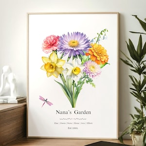 Custom Birth Flower Bouquet, Family Birth Month Design, Personalised Gift, Flower Bouquet Print Custom Birthday Gift, Digital Download