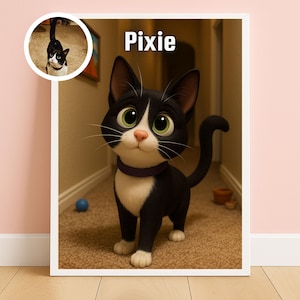 Pixar Style Pet Portrait from Photo,Animated Style Portraits,Digital 3D Portrait,Gift,Digital Pixar Art,Cartoon Canvas & Digital Download