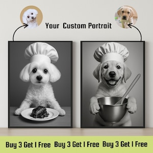 Chef Dog Portrait Print,  Dog Kitchen Gift, Custom Dog Print, Dog Art For Chefs, Dog Portraits, Pet Chef Art, Digital Download