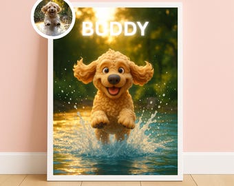 Pixar Pet Drawing,Pixar Dog Portrait,Pixar Cat Portrait,Custom Pet Poster,Personalized Digital Pet Gift,Digital Downloads