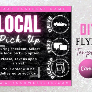 Local Pick-up Flyer, Editable Canva Flyer Template, Delivery Flyer, Business Curbside Order, Pick Up Delivery for Boutique Hair Makeup Flyer image 1