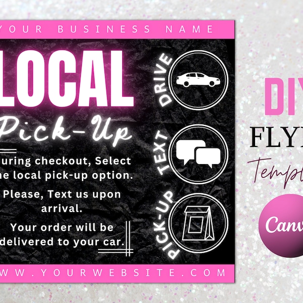 Local Pick-up Flyer, Editable Canva Flyer Template, Delivery Flyer, Business Curbside Order, Pick Up Delivery for Boutique Hair Makeup Flyer