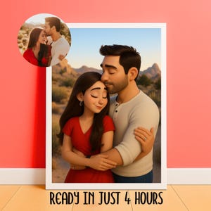 Custom Pixar-Style, Unique Wall Art, Couples Pixar Gift, Custom Cartoon Pixar Style, Personalized 3D, Custom Portrait