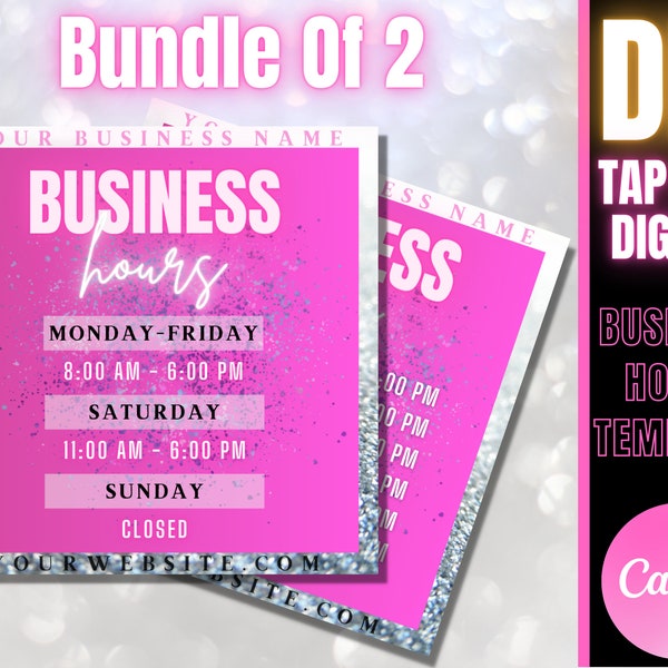 Personalized Business Hours Bundle of 2 Editable DIY Canva Template Open or Closed Hours Instagram Post Social Media Flyer  Instant Access